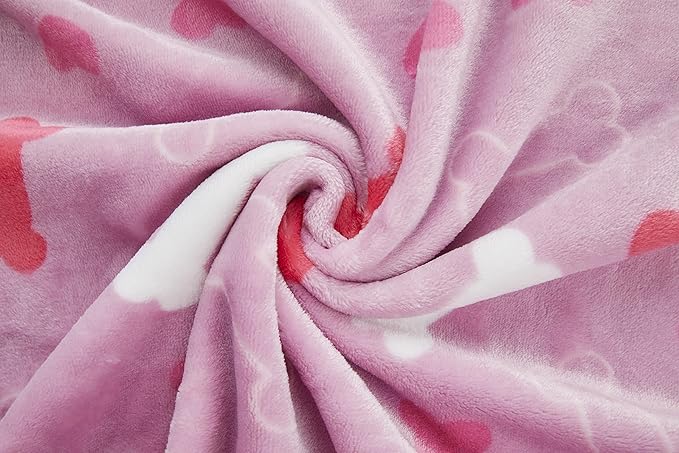 Allisandro Luxurious Dog Blanket, 350 GSM Super Fuzzy Microplush Fleece Pet Blankets for Small Medium Large Dogs and Cats, Pink Bone, 80 × 64 Inches