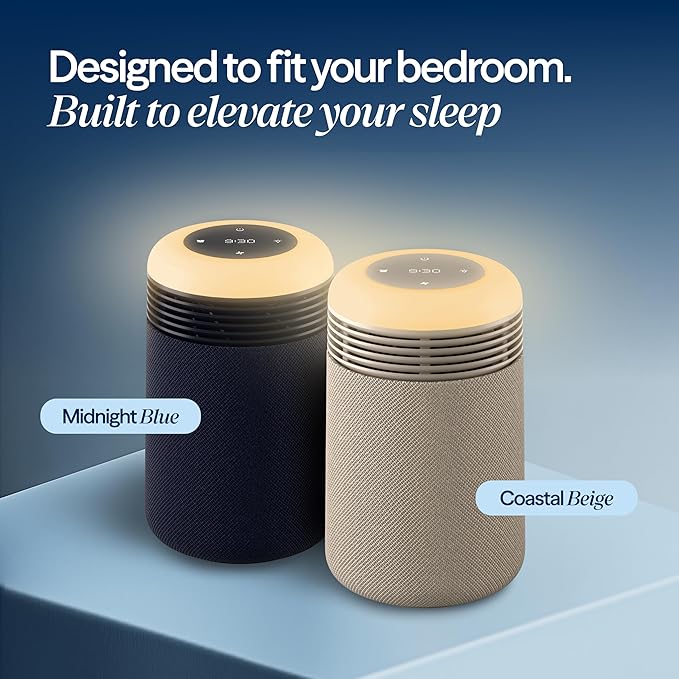 BLUEAIR Purifier for Bedroom - Mini Restful - Sunrise Clock with HEPASilent Filtration and Wake Up Light - Cleans Air and Supports Circadian Rhythm - USB-C and App Connectivity, Blue