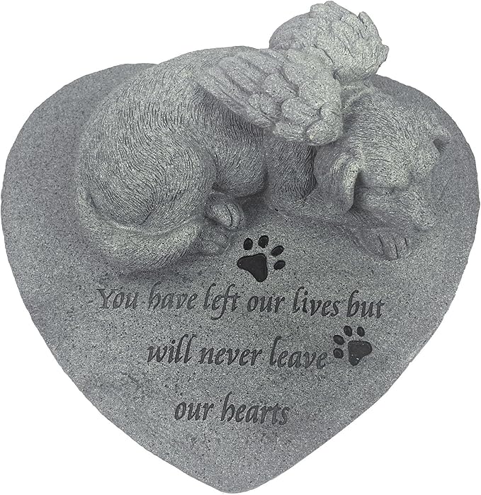 Angel Dog Pet Memorial Stone, Outdoor Decor, Pet Loss Headstone, Memorial Sculpture for Dog Grave Marker
