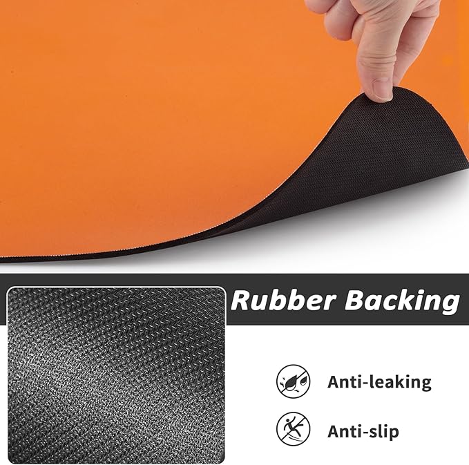 Dog Food Mat - Absorbent Cat Mat for Food and Water, No Stains Pet Feeding Bowl Mat, Easy to Clean Pet Placemats, Quick Dry Dog Water Dispenser Mat for Messy Drinkers | Orange 12"x 19"