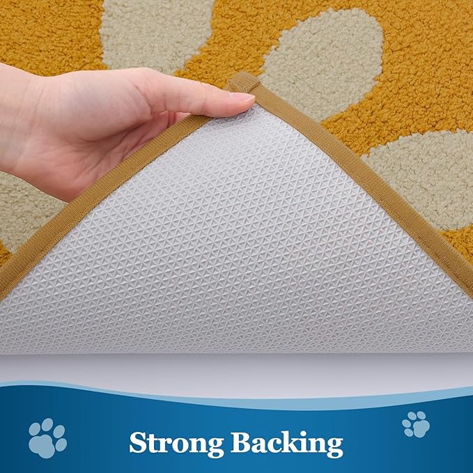 Buganda Dog Door Mat for Muddy Paws, Absorbent Dirt Trapper Washable Indoor Doormats, Non Slip Low-Profile Mud Mat for Dogs, Front Entrance Doormat for Inside Floor (48x30 Inches, Yellow)
