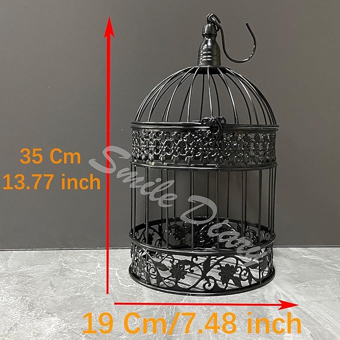 Round Birdcages Vintage Decorative Iron Bird cage Wedding Decor Flower cage Decor Props Hanging Flower Frame Bird cage decorCenterpieces Small Birds Wedding Party Indoor Ourdoor Decoration (Bronze)