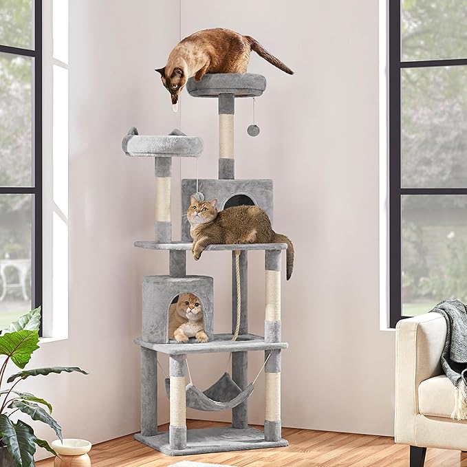 Topeakmart Cat Tower for Indoor Cats, Cat Activity Center with Condo Scratching Post Perch, Tall Cat Tree for Large Cats, 70.5in