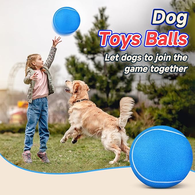 HETOO Dog Tennis Balls: Large 9.5 inch Herding Dog Toys Balls- Giant Outdoor Indoor Tennis Ball Toys for Small Medium Large Dogs Pet Toys Birthday Gift, Blue