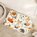 Fox Hedgehog Rabbit Forest Dog Cat Food Mat,Absorbent Pet Feeding Mat with Rubber Backing,Non-Slip Water Bowl Placemat,Indoor Pet Accessories Supplies 12"x20"