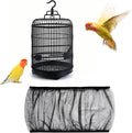 2 Pcs Bird Cage Seed Catcher, Adjustable Bird Cage Net Cover, Reusable Soft Nylon Cover for Parrot Enclosures (Black)