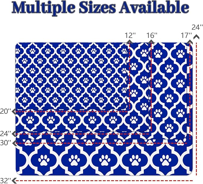 Dog Food Mat 12X20 Inch Pet Feeding Absorbent Mats for Floor Cat Water Bowl Placemats Non-Slip Washable Dog Mat for Food and Water