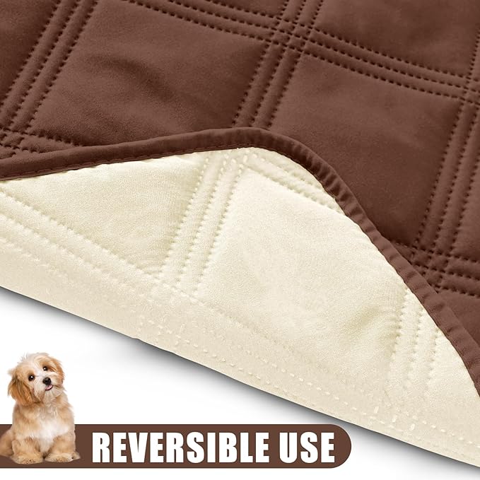 Smiry Waterproof Dog Bed Cover Blanket 40x50, Soft Reversible Pet Blanket, Washable Leakproof Cats Dogs Couch Cover for Sofa, Couch, Furniture, Brown/Beige