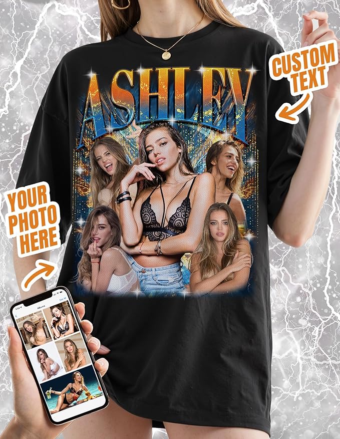 Custom Bootleg Rap Shirt with Photo Text, Vintage Custom Picture Shirt for Girlfriend, Boyfriend, Dad, Mom, Pet Lover Friend