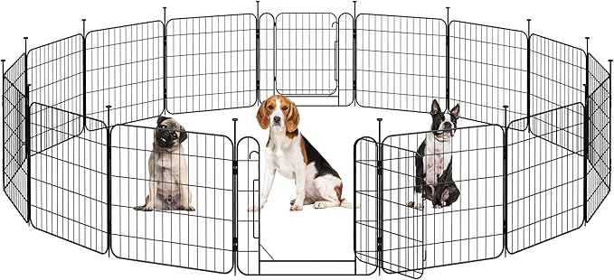 Yaheetech Expandable Dog Playpen, 16 Panel 24 inch Puppy Playpen with Door Indoor/Outdoor Pet Fence for Small Medium Dogs