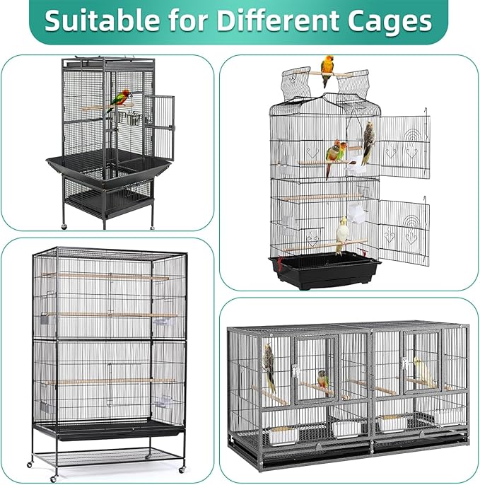 Large Bird Cage Cover, Bird Cage Seed Catcher, Adjustable Soft Airy Nylon Mesh Net, Birdcage Cover Skirt Seed Guard for Parrot Parakeet Macaw African (Solid-White, 15.7" x118")