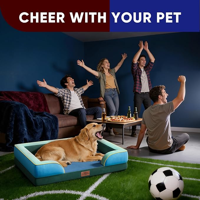 Comfort Expression Orthopedic Dog Bed for Extra Large Dogs 45x35 Inch, Waterproof Egg Crate Foam XL Pet Bed with Removable Bolsters, Dog Couch with Washable Cover & Non-Slip Bottom, Dallas