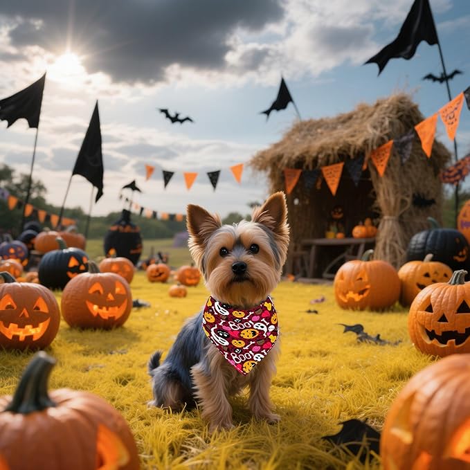 30 Pack Halloween Thanksgiving Dog Bandanas Bulk Stitch Dog Bandanas Small Dogs Polyester Scarves Puppy Cats Breed Party Grooming S