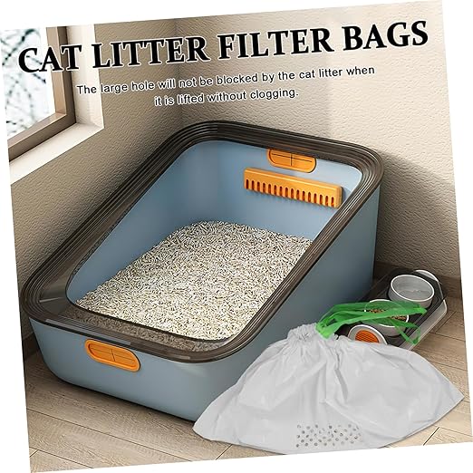 7pcs Cat Litter Filtering Bag White Cat Waste Filter Pouch for Easy Cleanup Litter Supplies for Pet Owners