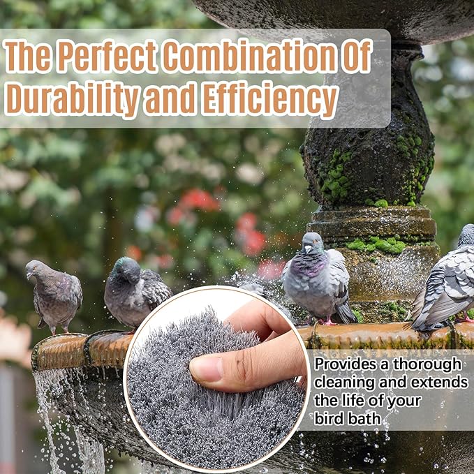 2 Pcs Bird Bath Cleaning Brush Hard Bristle Stiff Bristle Brush with Plastic Handle Utility Scrub for Bird Feeder Bath Accessories Fountain Outdoor Cleaning(Gray)