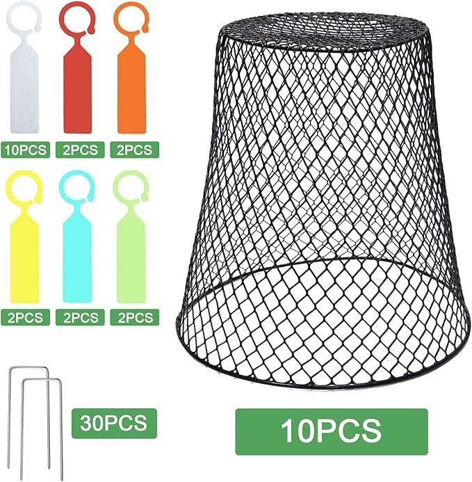 10 Pcs 9"×9" (Multiple Sizes/Quantities Available) Chicken Wire Plant Protectors from Animals, Plant Cage Garden Cloche to Protect Plants Vegetables from Rabbits Squirrels Chicken