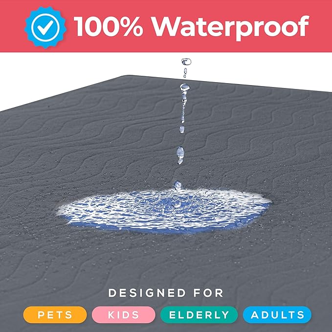 Utopia Bedding Washable Underpads 34" x 52" (Pack of 4), Waterproof Reusable Heavy Absorbency Incontinence Bed Pads for Adults, Kids, Elderly and Pets, Bedwetting Pads for Sofa and Couch (Grey)