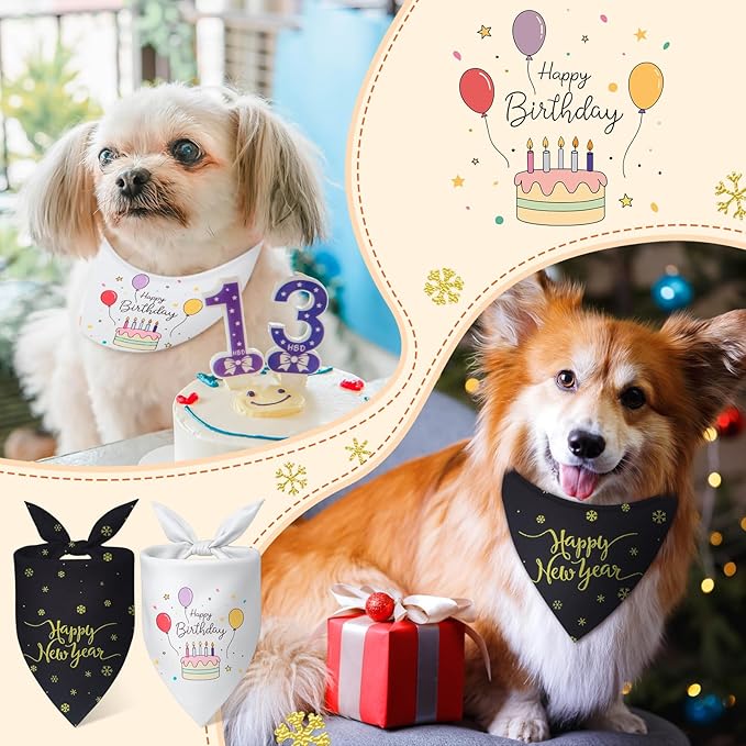 Weewooday 50 Pcs Holiday Dog Bandanas Bulk for Valentine's & St. Patrick's Day, Easter Happy Birthday Summer Soft Bibs Adjustable Triangle Bandana for Small Medium Large (25.6 x 17.7 x 17.7 Inch)