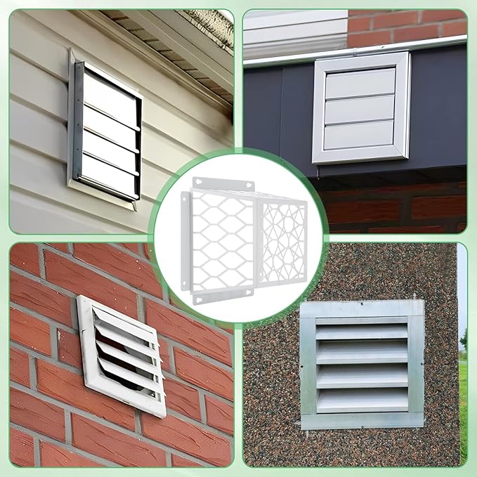 Acrux7 Dryer Vent Bird Guard, 7"x7"x5" Rust Proof Steel Outdoor Dryer Vent Cage for 3" to 4" Vents Cover Bathroom Exhaust Fan Ventilation Cover (White)