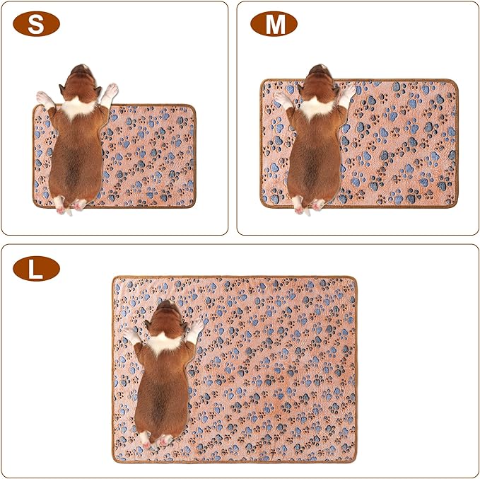 1 Pack 3 Blankets Super Soft Fluffy Premium Fleece Pet Blanket Flannel Paw Printed Throw for Dog Puppy Cat (Large 41x31'', Beige, Grey, Navy)