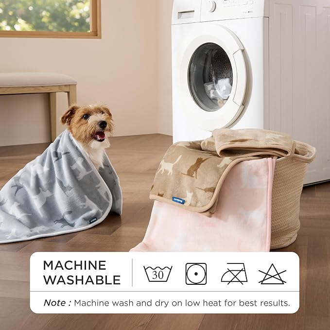Bedsure 1 Pack 3 Pet Blankets, Super Soft Fluffy Premium Fleece Flannel Portable Throw Dog Blankets for Small Dogs, Printed Cat Puppy Blanket Pink/Grey/Brown Small(20x30 inch)