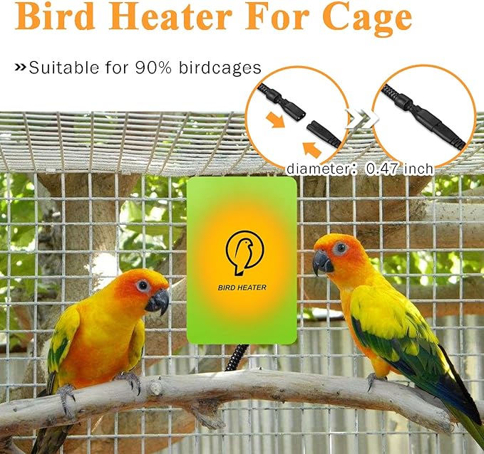 Bird Heater for Cage - Snuggle Up Bird Warmer for Exotic Pet Birds, 10W African Grey, Parakeets, Parrots, (3.7"x5.7")