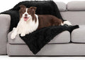 gogobunny Waterproof Dog Blanket for Couch & Furniture Protection - Super Soft Reversible Throw for Large Dogs & Cats, Calming Washable Fur & Sherpa Pet Blanket (40x50 Inch, Black)