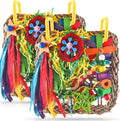 ERKOON Cockatiel Toys, Budgie Toys Foraging Toy Hanging Bird Toy for Lovebrid Parakeets Conures Parrot Foraging Wall with Colorful for Birds Shredding Seagrass, Birds Cage Accessories-2 Pack