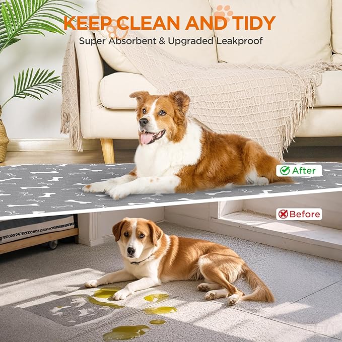 Washable Pee Pads for Dogs, Extra Large 2 Pack 36”x72” Dog Pee Pads Washable, Waterproof Puppy Pads Mat Reusable Fast Absorbent Dog Potty Training Pads, Whelping Pads for Playpen Crate