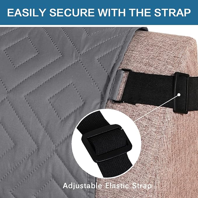 H.VERSAILTEX Futon Cover Reversible Sofa Slipcover Furniture Protector Water Resistant 2 Inch Wide Elastic Straps Sofa Bed Pets Kids Dog Cat Fit Sitting Width Up to 70"(Futon, Gray/Beige)