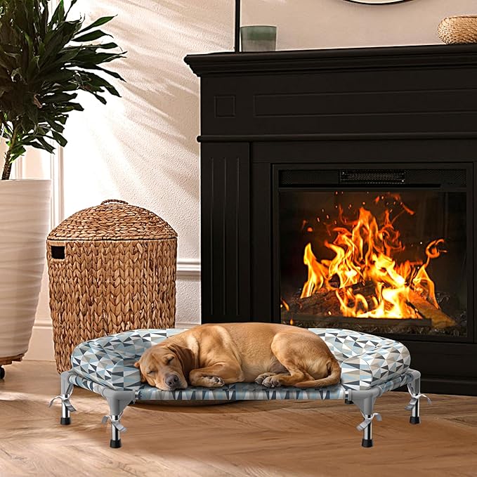 Orthopedic Dog Bed - Beds Bolster,Cooling Elevated Dog Beds with Metal Frame,Raised Dogs Bed,Easy to Assemble,Up to 80 lbs,Medium