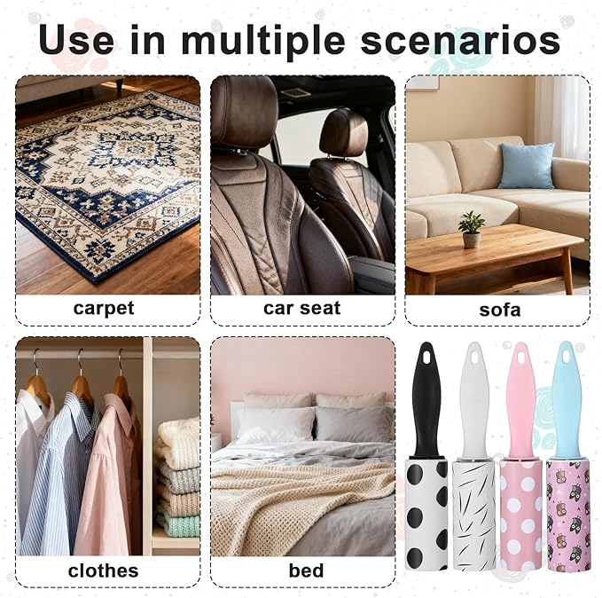 24 PCS Mini Lint Roller 720 Sheets Lint Rollers for Pet Hair Extra Sticky Travel Size Pet Hair Remover Compact Lints Roller for Clothes Portable Sticky Remover for Dust Furniture Car Seat Gift Bags