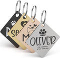 Engraved Pet ID Tags for Cats, Dogs - 4 Color & 5 Shape Options, Personalized w/ 20 Icons, Name, Address, Phone Number - Accessories for Four Legged Friends, Stainless Steel #Rectangular - Silver