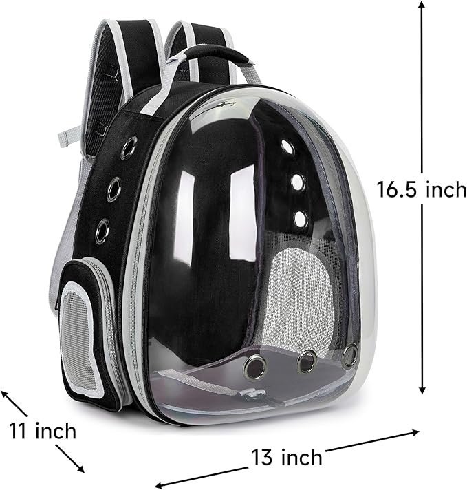 Cat Bubble Backpack Carrier for Small Medium Dogs Cats Carrying Bag, Airline Approved Pet Travel Carrying Bag Dog Hiking Walking Outdoor Backpack (Black)