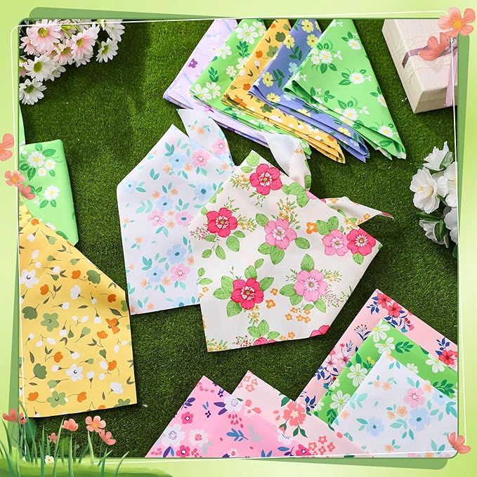 200 Pcs Spring Dog Bandanas Bulk Floral Dog Bandanas for Dogs Triangle Kerchief Bibs Scarf Set for Pet Costume Photo Props Accessories Pet Shops Adoption Events, 25 Styles(25.6 x 17.7 x 17.7)