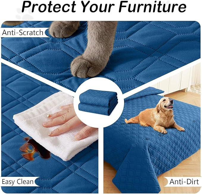 hyha Waterproof Dog Bed Blanket, Soft Pet Blankets, Waterproof Couch Cover for Dogs, Reversible Sofa Covers Washable for Furniture (30x70 Inch, Navy Blue/Navy Blue)