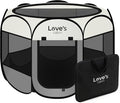 Love's cabin Pet Puppy Dog Playpen, Medium Dog Tent Crates Cage Indoor/Outdoor, Portable Playpen for Cat, Foldable Pop Up Dog Kennel Playpen with Carring Case, Removable Zipper Top, Grey