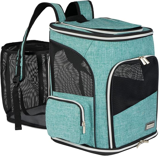 BAGLHER Expandable Pet Carrier Backpack，Pet Backpack for Small Cats Puppies Dogs Bunny, Airline-Approved Ventilate Backpack for Travel, Hiking and Outdoor Use. Green