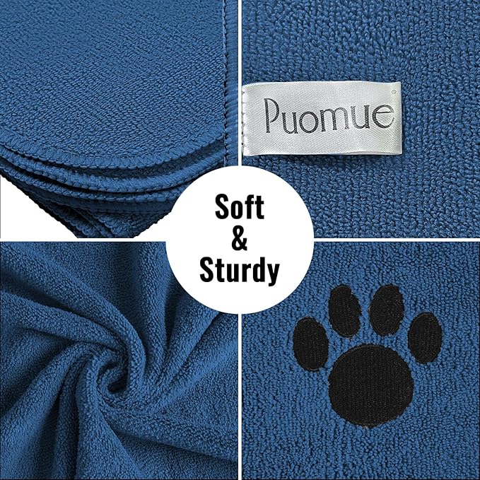 Microfiber Dog Towels for Drying Dogs, Super Absorbent and Soft Pet Grooming Towel, 40 Inch X 23.6 Inch, Perfect for Large, Medium or Small Dogs, Blue