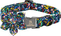 Lionheart Glory Darkblue Flower Dog Collar - Floral Bow for Male or Female, Spring Fall Pet Gift, Durable Adjustable for Small Dogs