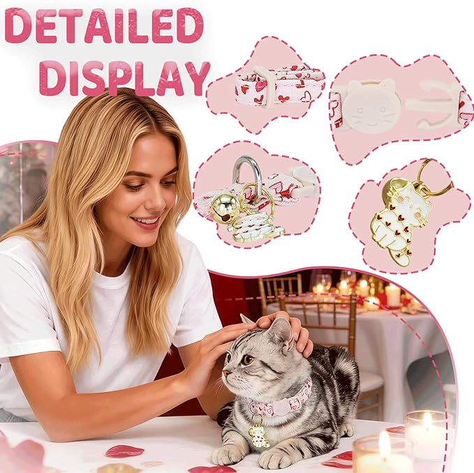 Elegant little tail 2 Pack Cat Collar- St. Patrick's Cat Collars Breakaway with Bell Pendant Wedding Kitten Boy Girl Safety Adjustable 7-12 Inch Collar for Small Cats Puppy