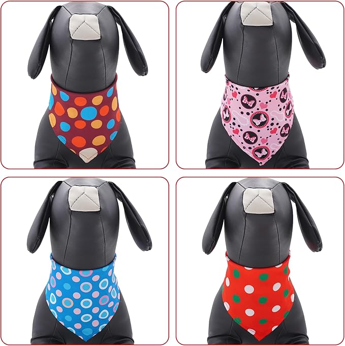 30 Pcs Polka Dot Dog Bandanas for Small Dogs Stitch Dog Bandana Bulk Reversible Print One Side Polyester Puppy Scarves Party Grooming S