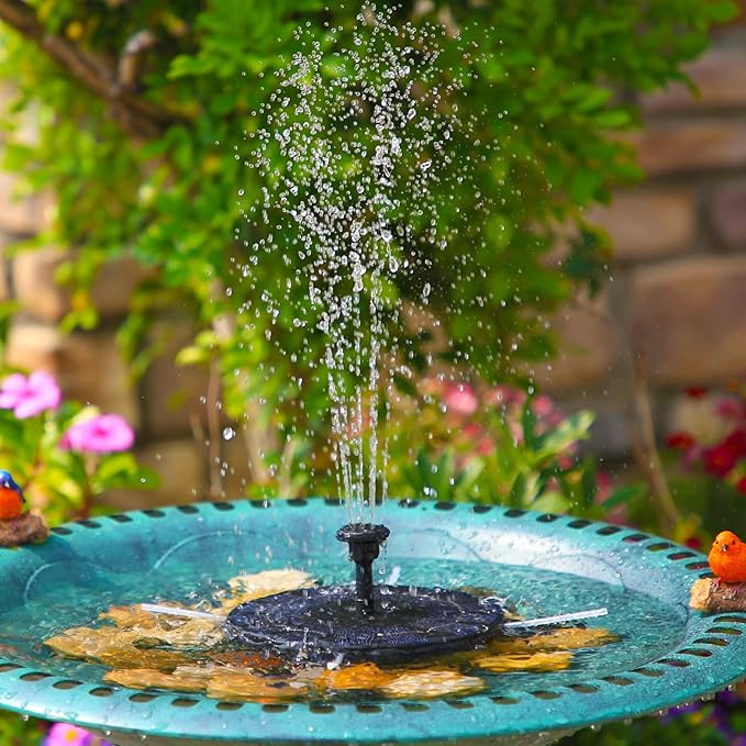 AISITIN 2.5W Solar Bird Bath Fountain Pump, Solar Fountain for Bird Bath with 6 Nozzles, 6.7" Solar Powered Water Pump for Garden, Ponds, Pool, Fish Tank, Aquarium and Outdoor