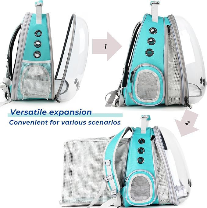 Lollimeow Expandable Cat Backpack Carrier for Large Cats & Small Dogs - Airline Approved Pet Bubble Backpack with Dual-Side Expansion, Perfect for Travel, Hiking & Outdoor Adventures, Up to 16lbs