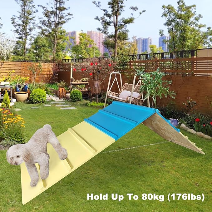 Dog Agility Equipment for Small & Medium Dogs, Puppy Agility Course Backyard Set A-Frame, Pony & Lamb Jumping Obstacle Course Ramp & Playground