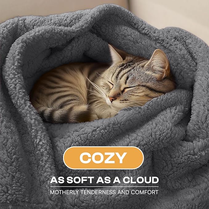 Luciphia Waterproof Pet Blanket for Medium Large Dogs Soft Cat Sherpa Calming Thick Cover Leakproof Cozy Puppy Sofa Bed Car Couch Protector(Grey,30x20 inches)