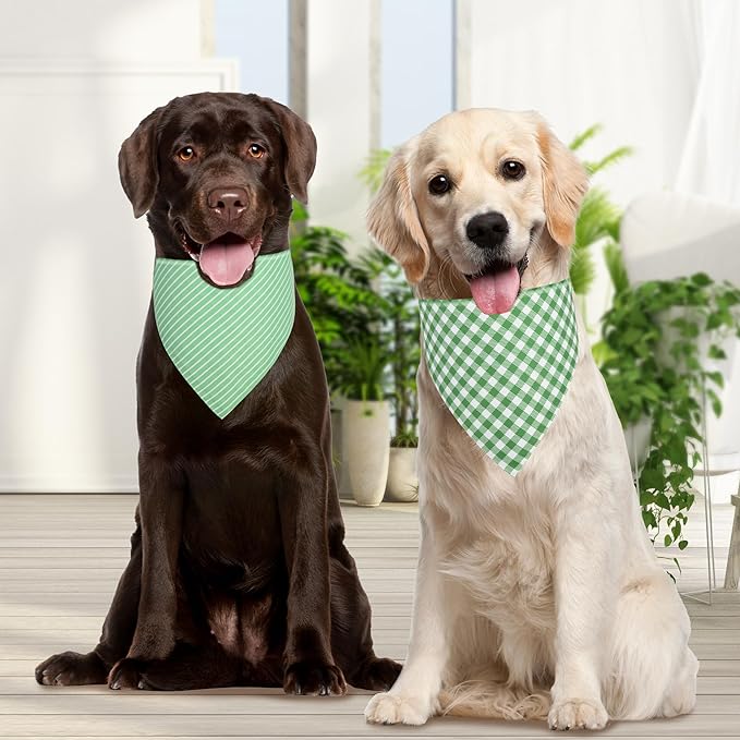 Dog Bandana Green Small 1PCS, Summer Spring Scarf for Boy and Girl, Durable Triangle Reversible Bibs Handkerchief for Puppy Pet