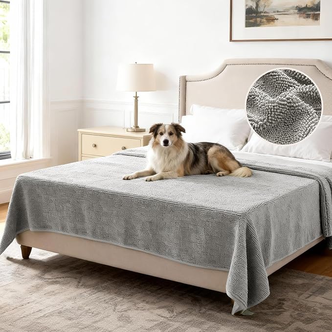 H.VERSAILTEX Non Slip Pet Couch Cover Chenille Dog Bed Protector Thick Soft Sofa Slipcover Pet Friendly Washable Couch Cushion Covers for Pets (68" x 82", Dove)