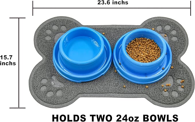 Petlike Pet Feeding Mat for Large Dogs and Cats, Non-Slip and Waterproof Large Dog Bowl Mat for Food and Water, Easy to Clean(Exclude Bowl…