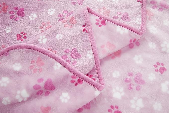 Allisandro Luxurious Dog Blanket, Extra Softness 350 GSM Flannel Fleece Pet Throw for Small Medium and Large Dogs Puppies and Cats, Pink, 80 × 64 Inches